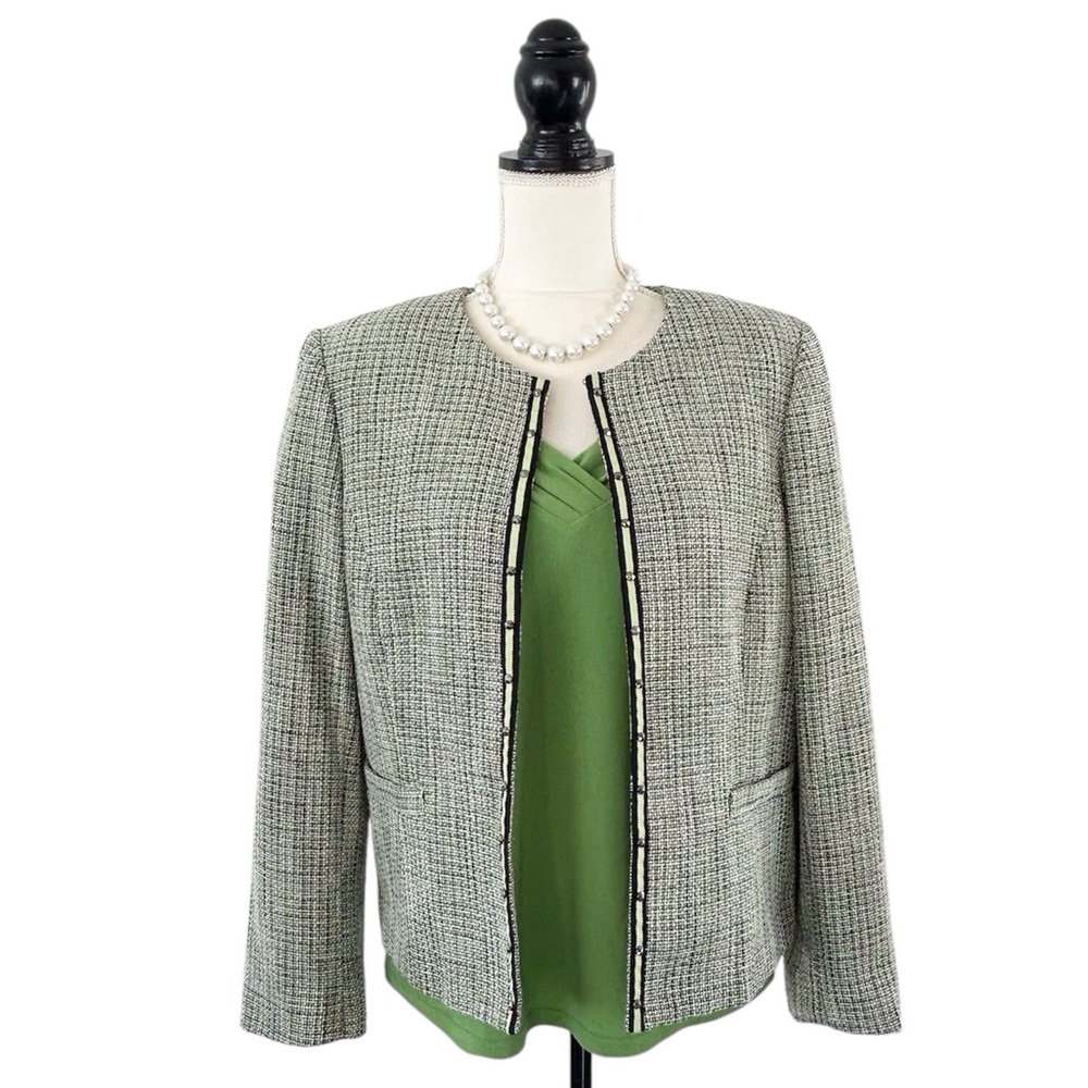 Tahari ASL Women’s Lime Chartreuse Green Sleeveless V-Neck Blouse Top Size L - Picture 9 of 10